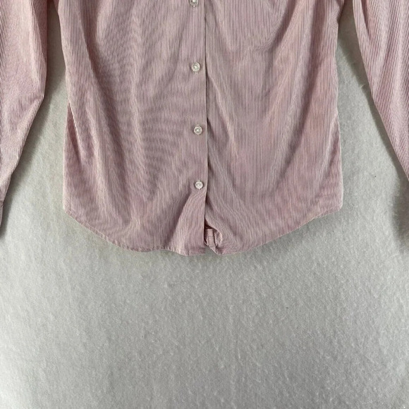 Express Button-Up Shirt Women's Sz XS Red White Striped Collared Long Sleeve - Picture 7 of 9